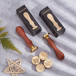 Siegelstempel aus Messing mit Holzgriff&nbsp;AJEW-WH0412-0346