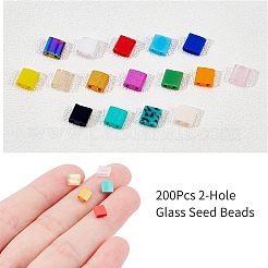 200 pezzo di perline di vetro a 2 fori&nbsp;SEED-NB0001-21