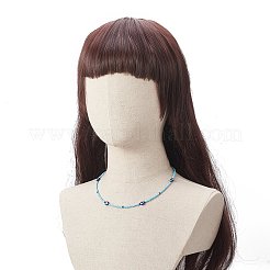 Collana da donna con malocchio in resina e semi di vetro&nbsp;NJEW-JN04243