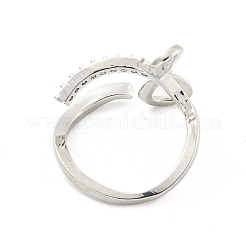 Латунные микро проложить манжеты кольца кубического циркония&nbsp;RJEW-I103-073P