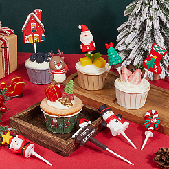24 Stück 12 Stile Weihnachtskuchenaufsätze aus Kunststoff&nbsp;AJEW-SC0003-53B