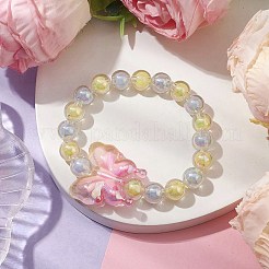 Stretch-Armbänder aus runden Acrylperlen in AB-Farbe&nbsp;BJEW-JB10537