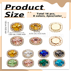 16шт 8 цвета пришить горный хрусталь&nbsp;GLAA-LP0001-26