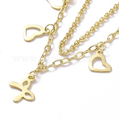 Браслеты из двух цепочек из нержавеющей стали 304 с несколькими рядами BJEW-C019-04G