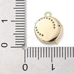 キュービックジルコニアチャーム付き真鍮  スターとフラットラウンド  18KGP本金メッキ  12.5x10.5x2.5mm  穴：1.4mm&nbsp;KK-Q817-03G