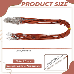 20 шт. 2 мм плоский шнур из искусственной замши для изготовления ожерелья с фурнитурой&nbsp;NJEW-LP0007-08B