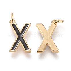 真鍮製エナメルペンダント  丸カン付き  長持ちメッキ  18KGP本金メッキ  文字.x  ミックスカラー  文字.x  X：17.5x10x1.8mm  丸カン：内径：3mm&nbsp;KK-R139-X