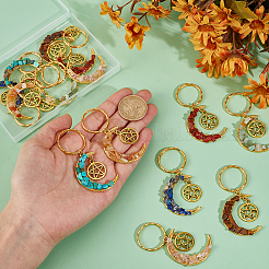 14 шт. 7 стиля брелок из сплава с драгоценными камнями в виде луны и звезд на тему чакры&nbsp;KEYC-GO00011