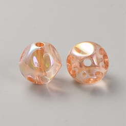 メッキアクリルビーズ  ファセット  ナゲット  砂茶色  15.5x16x15.8mm  穴：2.5mm&nbsp;LS-OACR-WH20006-01G