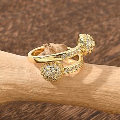 Открытые манжеты из латуни с микропаве и цирконием для женщин&nbsp;LS-RJEW-F171-02G