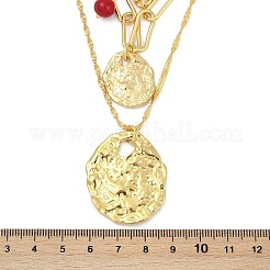 304 нержавеющая сталь и синтетический окрашенный красный бирюзовый круглый и овальный кулон с имитацией жемчуга ABS однослойные ожерелья для женщин NJEW-M100-01G