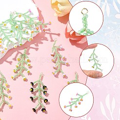 10 Farbe: handgefertigte Blumenanhänger aus Glasperlen&nbsp;PALLOY-CJ00092