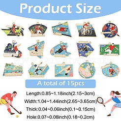 15 шт. 15 подвески из спортивного сплава с эмалью&nbsp;ENAM-YW0008-46