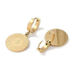 Плоские круглые серьги-подвески из нержавеющей стали 304 EJEW-L283-027G