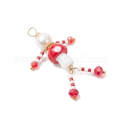 Подвески в виде грибов из стеклянных бусинок PALLOY-MZ00824