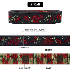 6.8 m flaches Polyester-Jacquard-Blumenband im Ethno-Stil&nbsp;LS-OCOR-WH0082-133A