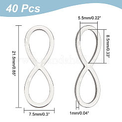 201ステンレススチールコネクタチャーム40個  無限のリンク  ステンレス鋼色  21.5x7.5x1mm  内径：5.5x8.5mm&nbsp;STAS-UN0046-73