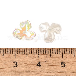 UVメッキABSプラスチックビーズキャップ  虹色の  3  - 花びらの花  ミックスカラー  10x10x3mm  穴：1.2mm&nbsp;OACR-H121-03