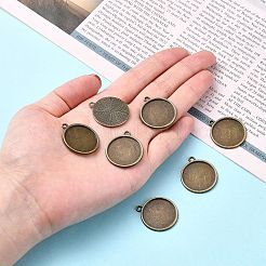 Плоские круглые сеттинги сплава кулон кабошон&nbsp;LS-PALLOY-N0088-37AB-NF