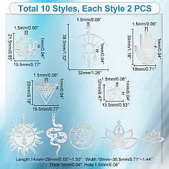 20 шт. 10 стиля подвески из нержавеющей стали 304 с лазерной резкой STAS-UN0048-70