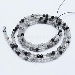 Нити бусин из натурального черного рутилированного кварца G-J369-18-2mm