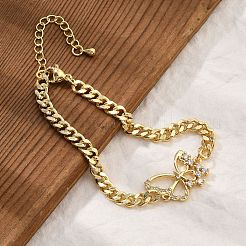 Латунные браслеты с микропаве из чистого кубического циркония&nbsp;LS-BJEW-Z082-03G-01