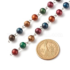 Акриловая цепочка из бисера ручной работы с имитацией тигрового глаза AJEW-JB01106