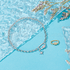 2 шт. 2 цвета 925 подвески-карабин с винтовым замком из стерлингового серебра со стразами&nbsp;STER-NB0001-35