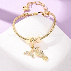 Seepferdchen-Armbänder aus Messing mit Mikropavé-Fassung aus klaren Zirkonia&nbsp;BJEW-H640-05B-G