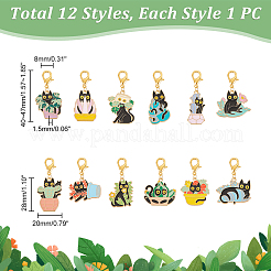 Растение в горшке с подвеской в виде кошки маркеры петель HJEW-AB00322