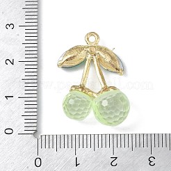 合金ペンダント  ガラスやアクリルで  チェリー  ゴールドカラー  ダークシーグリーン  27x18x10mm  穴：1.5mm&nbsp;LS-FIND-M015-04G-03