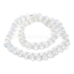 電気メッキ透明ガラスビーズ連売り  ABカラーメッキ  ハート  クリアAB  13x15mm  穴：1.2mm  約50個/連  25.59''（65センチメートル）&nbsp;EGLA-R114-02A-AB01