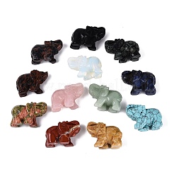Set di statuette di elefanti in pietre preziose miste&nbsp;G-Q615-07
