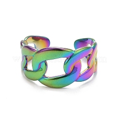 Bague manchette en acier inoxydable 304 couleur arc-en-ciel avec placage ionique (IP) en forme de chaîne gourmette pour femme&nbsp;RJEW-C025-31M