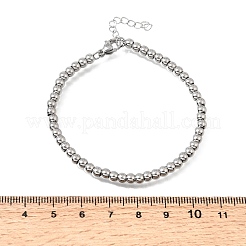 4 mm runde Armbänder aus Edelstahlperlen (304) für Damen und Herren&nbsp;SA-CBAB767-15P