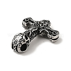 304ステンレススチール製手磨きペンダント  スカルアンカーチャーム  アンティークシルバー  44x36x13.5mm  穴：6mm&nbsp;STAS-G280-01AS