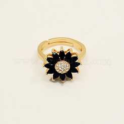 Anillos abiertos ajustables de latón con micropavé de circonita cúbica para mujer&nbsp;YI2958-1