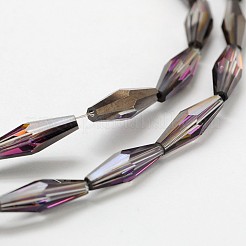 ファセット半メッキ米電気メッキガラスビーズ連売り  黒メッキ  13x4mm  穴：1mm  約60個/連  29.9インチ&nbsp;EGLA-F103-01C