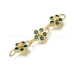 Messing Pavé Zirkonia Blumenverbinder Charms&nbsp;CU-E002-07G-03