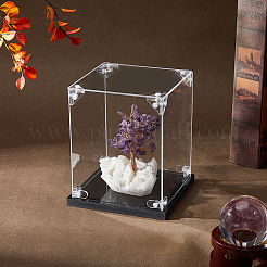 Vitrines de figurines en acrylique avec base noire&nbsp;ODIS-WH0079-068A