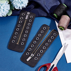 Schnürstiefel aus PU-Leder mit Reißverschlusseinsätzen&nbsp;DIY-WH0387-37B-02