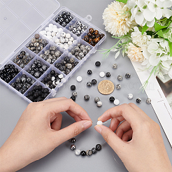 300 pièces 15 styles de perles de pierres précieuses naturelles et synthétiques mélangées&nbsp;G-PH0002-34
