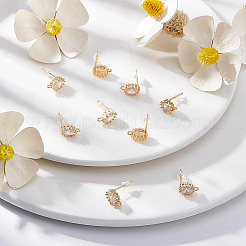 10 шт. фурнитура для сережек-гвоздиков из латуни с прозрачным кубическим цирконием KK-BC0008-76