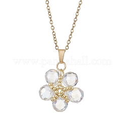 Комплекты из стеклянных и стеклянных бусин с подвесками в виде цветов и серег-колец SJEW-MZ00011