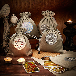 5 Stück Aufbewahrungstasche für Tarotkarten im 5-Stil mit Stern-/Mond-/Lebensrad-/Blumenmuster&nbsp;TP-CN0001-04