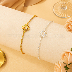 2 шт. двухцветные браслеты на ногу из нержавеющей стали с цепочкой Sun Link AJEW-GO0002-48