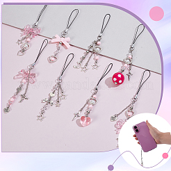 8 шт. ремешок для мобильного телефона из сплава и акрила&nbsp;HJEW-GA00046