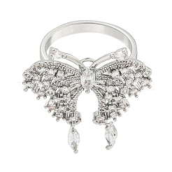 Латунные микро проложить манжеты кольца кубического циркония RJEW-I103-096P