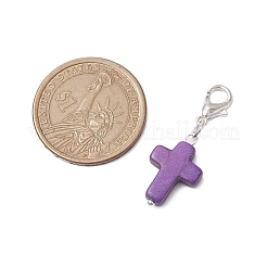 6 pieza de colgante de cruz de turquesa sintética decorativa&nbsp;HJEW-JM02499