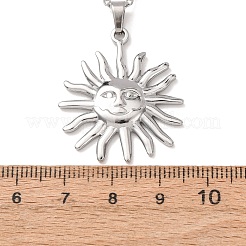 Colliers à pendentif soleil en acier inoxydable 304 avec chaîne câble pour hommes et femmes&nbsp;NJEW-K308-04E-P